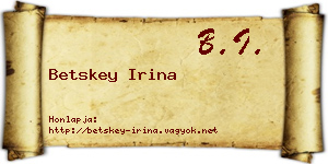 Betskey Irina névjegykártya